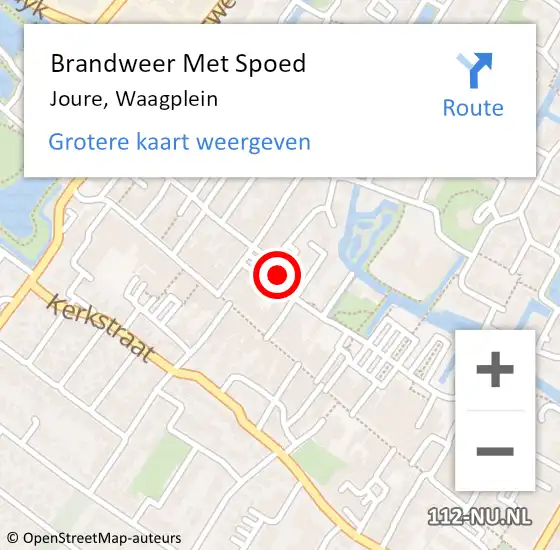 Locatie op kaart van de 112 melding: Brandweer Met Spoed Naar Joure, Waagplein op 13 januari 2024 13:56