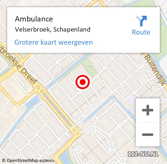 Locatie op kaart van de 112 melding: Ambulance Velserbroek, Schapenland op 13 januari 2024 14:16