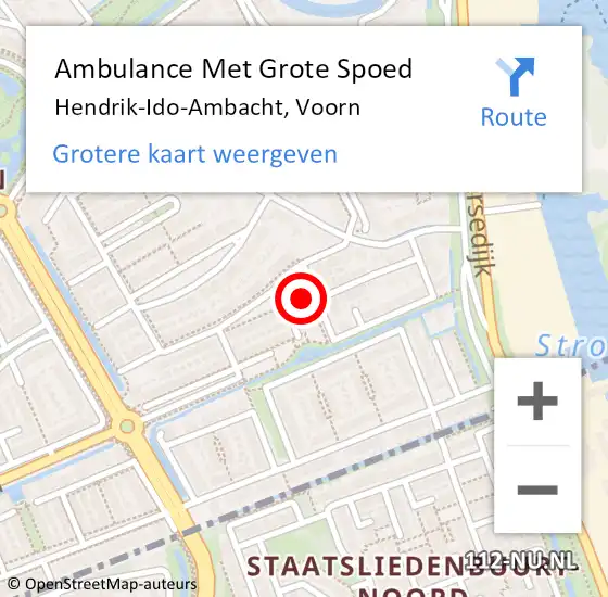 Locatie op kaart van de 112 melding: Ambulance Met Grote Spoed Naar Hendrik-Ido-Ambacht, Voorn op 13 januari 2024 14:31