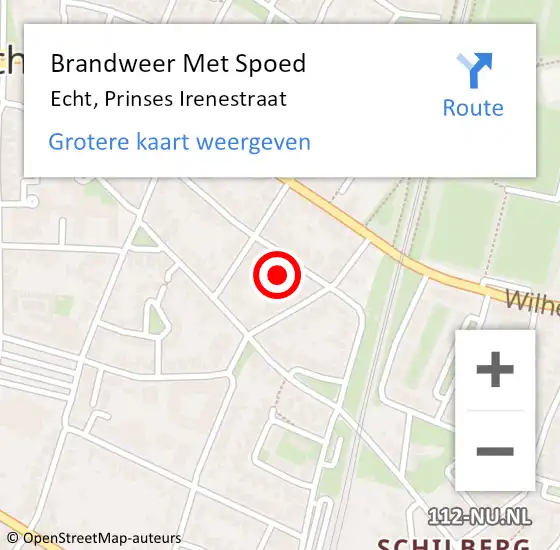 Locatie op kaart van de 112 melding: Brandweer Met Spoed Naar Echt, Prinses Irenestraat op 13 januari 2024 14:31