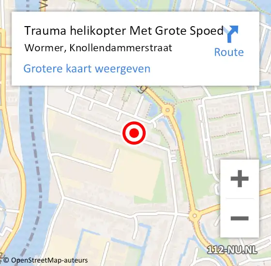 Locatie op kaart van de 112 melding: Trauma helikopter Met Grote Spoed Naar Wormer, Knollendammerstraat op 13 januari 2024 14:38