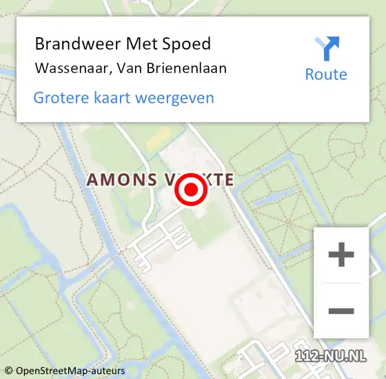 Locatie op kaart van de 112 melding: Brandweer Met Spoed Naar Wassenaar, Van Brienenlaan op 13 januari 2024 14:41