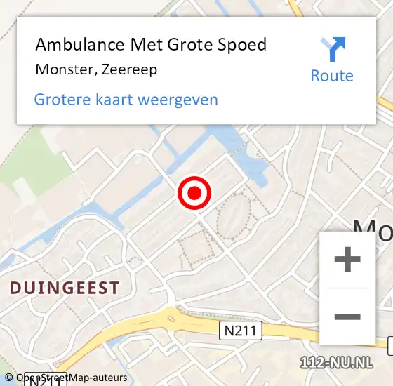 Locatie op kaart van de 112 melding: Ambulance Met Grote Spoed Naar Monster, Zeereep op 13 januari 2024 14:43