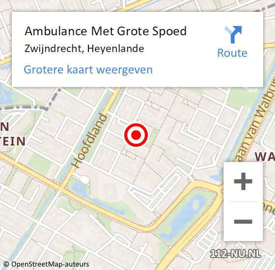Locatie op kaart van de 112 melding: Ambulance Met Grote Spoed Naar Zwijndrecht, Heyenlande op 13 januari 2024 14:44