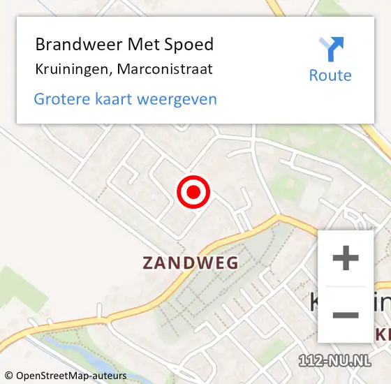 Locatie op kaart van de 112 melding: Brandweer Met Spoed Naar Kruiningen, Marconistraat op 13 januari 2024 14:51