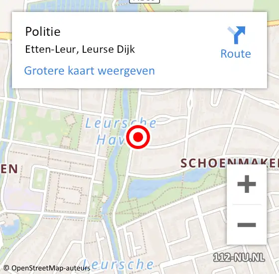 Locatie op kaart van de 112 melding: Politie Etten-Leur, Leurse Dijk op 13 januari 2024 15:45