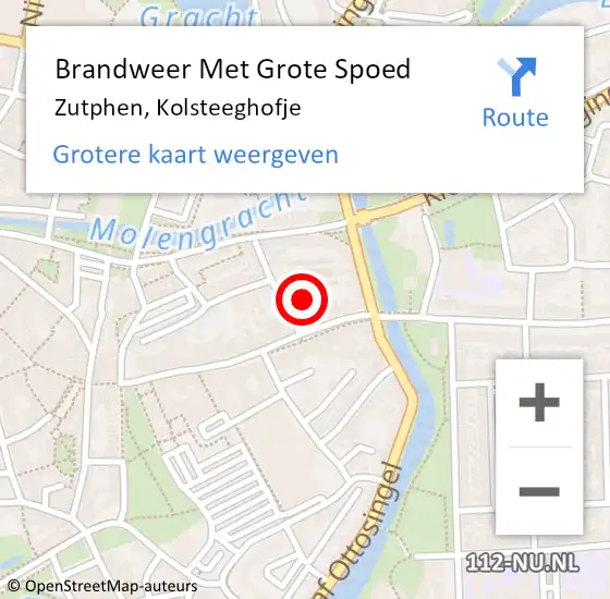 Locatie op kaart van de 112 melding: Brandweer Met Grote Spoed Naar Zutphen, Kolsteeghofje op 13 januari 2024 16:02