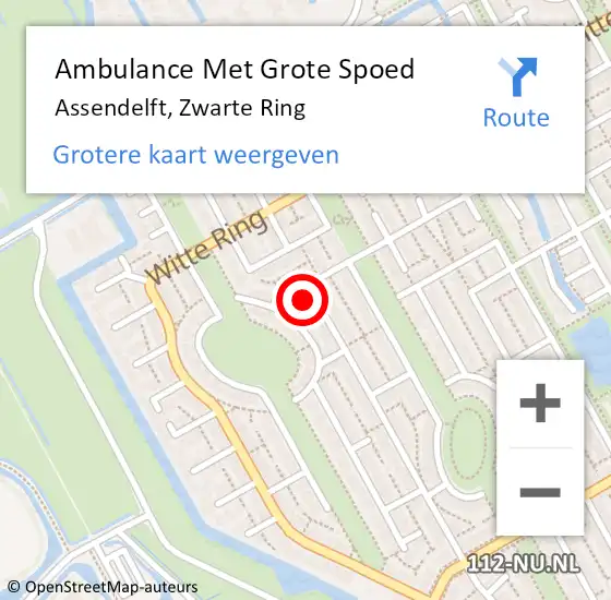 Locatie op kaart van de 112 melding: Ambulance Met Grote Spoed Naar Assendelft, Zwarte Ring op 13 januari 2024 16:03