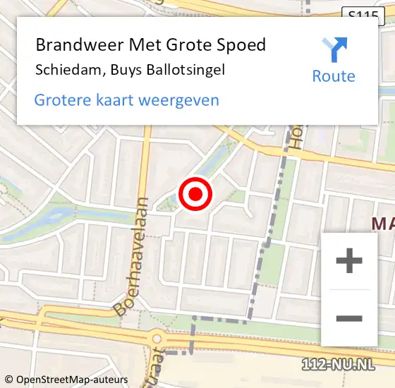 Locatie op kaart van de 112 melding: Brandweer Met Grote Spoed Naar Schiedam, Buys Ballotsingel op 13 januari 2024 16:27