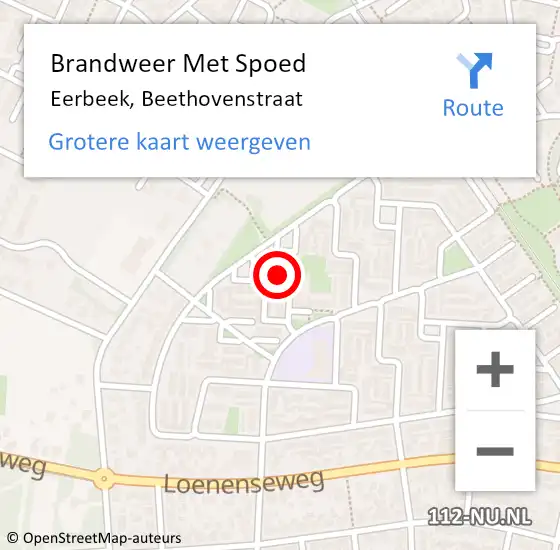 Locatie op kaart van de 112 melding: Brandweer Met Spoed Naar Eerbeek, Beethovenstraat op 13 januari 2024 16:35