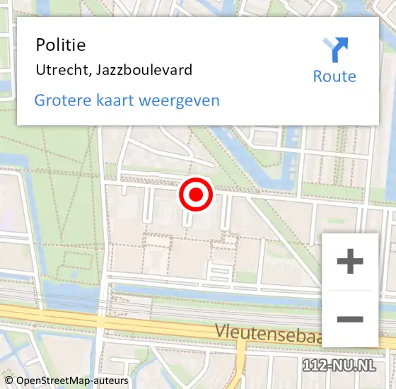 Locatie op kaart van de 112 melding: Politie Utrecht, Jazzboulevard op 13 januari 2024 16:53