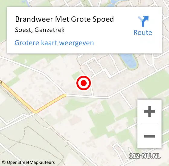 Locatie op kaart van de 112 melding: Brandweer Met Grote Spoed Naar Soest, Ganzetrek op 13 januari 2024 17:03