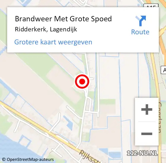 Locatie op kaart van de 112 melding: Brandweer Met Grote Spoed Naar Ridderkerk, Lagendijk op 13 januari 2024 17:19