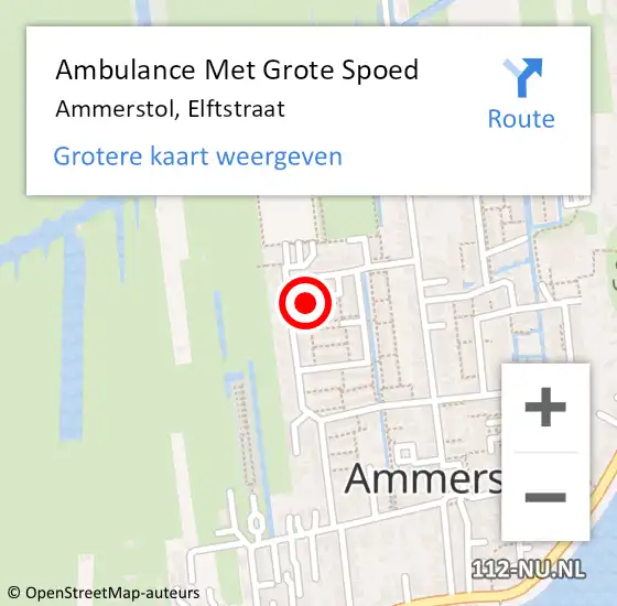 Locatie op kaart van de 112 melding: Ambulance Met Grote Spoed Naar Ammerstol, Elftstraat op 13 januari 2024 17:29