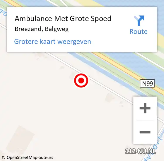 Locatie op kaart van de 112 melding: Ambulance Met Grote Spoed Naar Breezand, Balgweg op 13 januari 2024 17:55