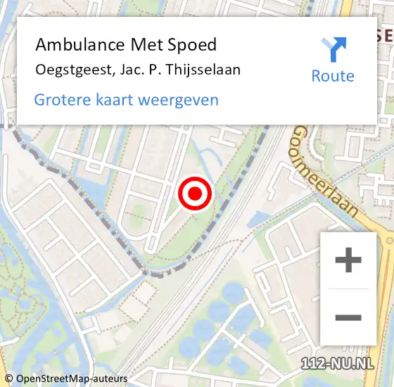 Locatie op kaart van de 112 melding: Ambulance Met Spoed Naar Oegstgeest, Jac. P. Thijsselaan op 13 januari 2024 18:11