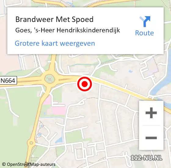 Locatie op kaart van de 112 melding: Brandweer Met Spoed Naar Goes, 's-Heer Hendrikskinderendijk op 13 januari 2024 18:18