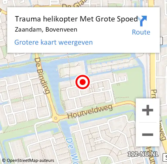 Locatie op kaart van de 112 melding: Trauma helikopter Met Grote Spoed Naar Zaandam, Bovenveen op 13 januari 2024 18:30