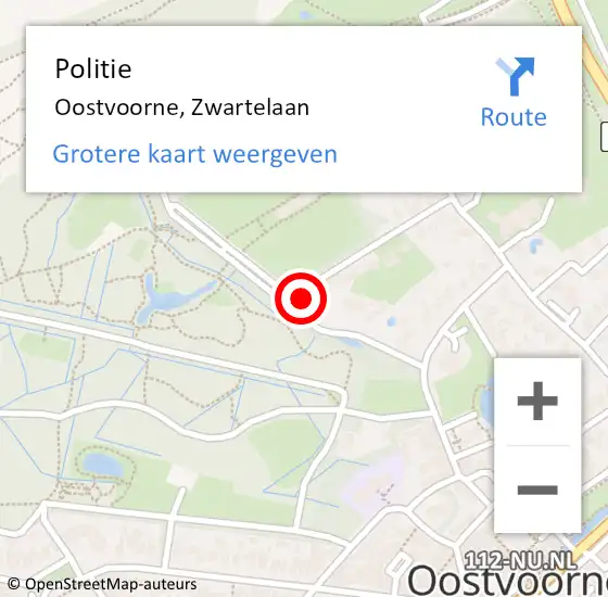 Locatie op kaart van de 112 melding: Politie Oostvoorne, Zwartelaan op 13 januari 2024 18:58