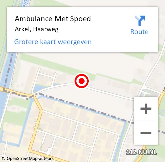 Locatie op kaart van de 112 melding: Ambulance Met Spoed Naar Arkel, Haarweg op 13 januari 2024 19:21