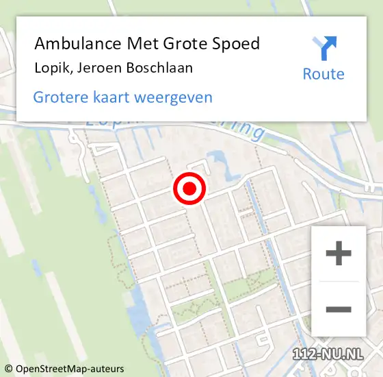 Locatie op kaart van de 112 melding: Ambulance Met Grote Spoed Naar Lopik, Jeroen Boschlaan op 13 januari 2024 19:32