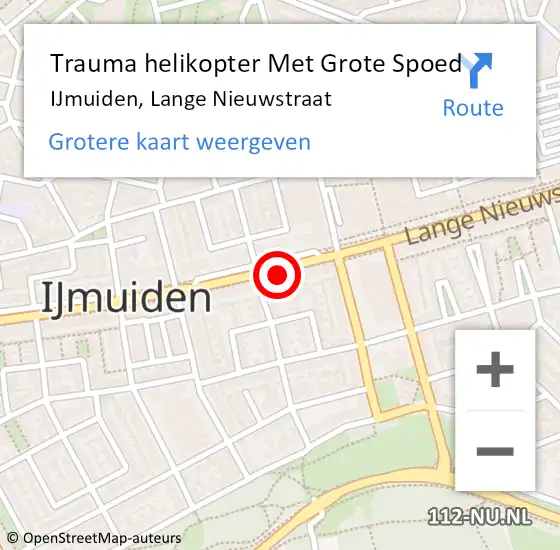 Locatie op kaart van de 112 melding: Trauma helikopter Met Grote Spoed Naar IJmuiden, Lange Nieuwstraat op 13 januari 2024 19:44