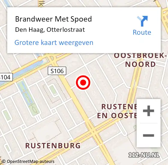 Locatie op kaart van de 112 melding: Brandweer Met Spoed Naar Den Haag, Otterlostraat op 13 januari 2024 19:55