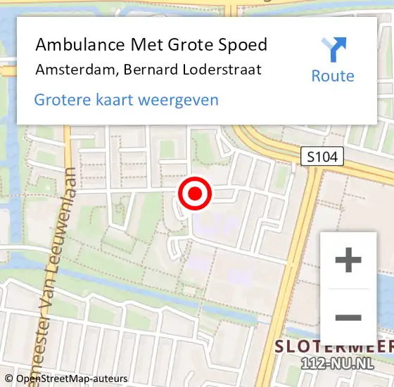Locatie op kaart van de 112 melding: Ambulance Met Grote Spoed Naar Amsterdam, Bernard Loderstraat op 13 januari 2024 20:11