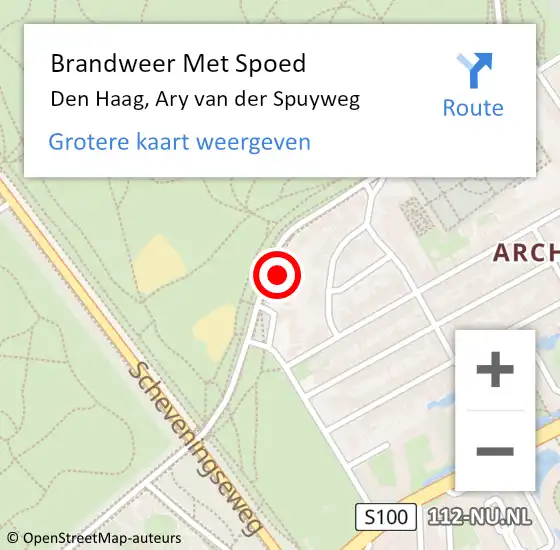 Locatie op kaart van de 112 melding: Brandweer Met Spoed Naar Den Haag, Ary van der Spuyweg op 13 januari 2024 20:13