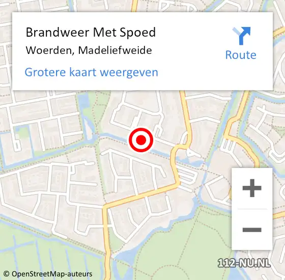 Locatie op kaart van de 112 melding: Brandweer Met Spoed Naar Woerden, Madeliefweide op 13 januari 2024 21:11