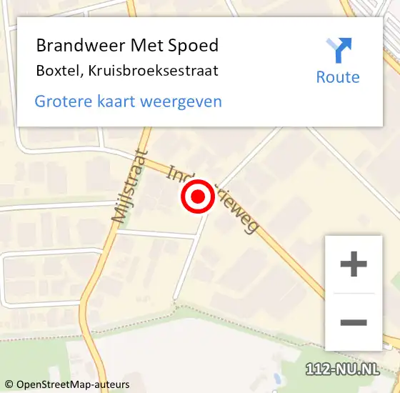 Locatie op kaart van de 112 melding: Brandweer Met Spoed Naar Boxtel, Kruisbroeksestraat op 13 januari 2024 21:15