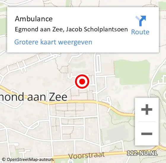 Locatie op kaart van de 112 melding: Ambulance Egmond aan Zee, Jacob Scholplantsoen op 13 januari 2024 21:19