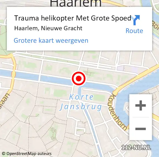 Locatie op kaart van de 112 melding: Trauma helikopter Met Grote Spoed Naar Haarlem, Nieuwe Gracht op 13 januari 2024 21:24