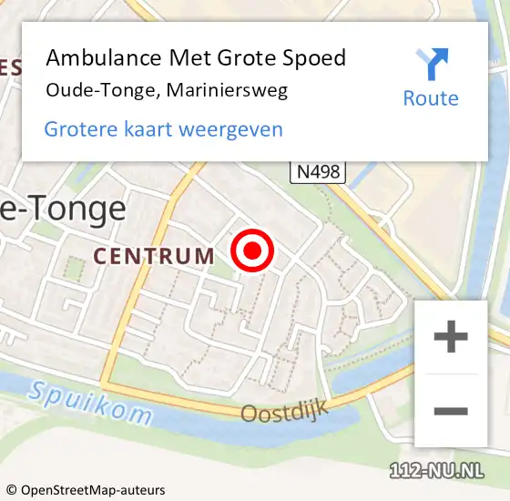 Locatie op kaart van de 112 melding: Ambulance Met Grote Spoed Naar Oude-Tonge, Mariniersweg op 13 januari 2024 21:34