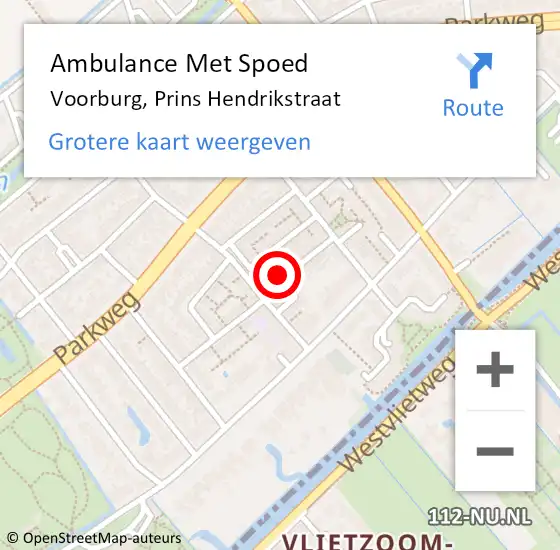 Locatie op kaart van de 112 melding: Ambulance Met Spoed Naar Voorburg, Prins Hendrikstraat op 13 januari 2024 21:38