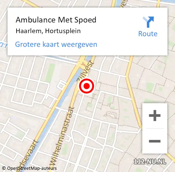 Locatie op kaart van de 112 melding: Ambulance Met Spoed Naar Haarlem, Hortusplein op 13 januari 2024 21:56