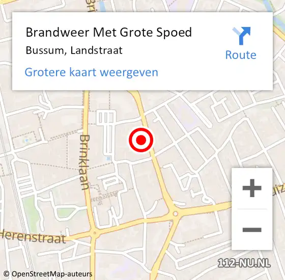 Locatie op kaart van de 112 melding: Brandweer Met Grote Spoed Naar Bussum, Landstraat op 13 januari 2024 22:09