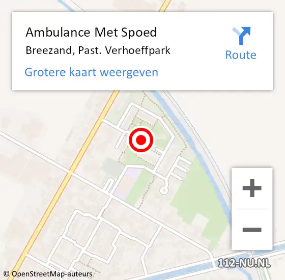 Locatie op kaart van de 112 melding: Ambulance Met Spoed Naar Breezand, Past. Verhoeffpark op 13 januari 2024 22:09