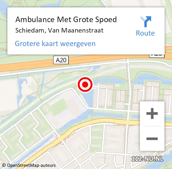 Locatie op kaart van de 112 melding: Ambulance Met Grote Spoed Naar Schiedam, Van Maanenstraat op 13 januari 2024 22:21