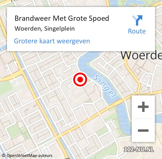 Locatie op kaart van de 112 melding: Brandweer Met Grote Spoed Naar Woerden, Singelplein op 13 januari 2024 22:22