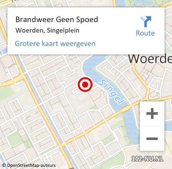 Locatie op kaart van de 112 melding: Brandweer Geen Spoed Naar Woerden, Singelplein op 13 januari 2024 22:23