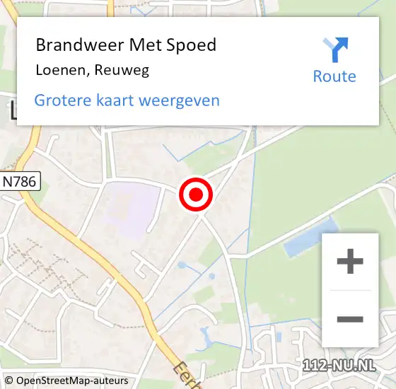 Locatie op kaart van de 112 melding: Brandweer Met Spoed Naar Loenen, Reuweg op 13 januari 2024 22:26