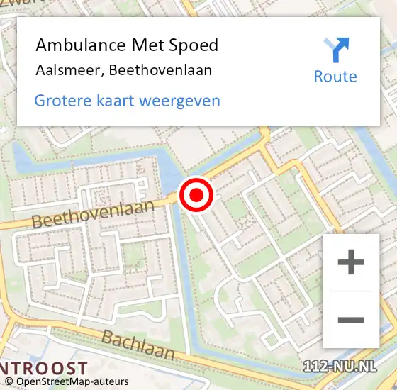 Locatie op kaart van de 112 melding: Ambulance Met Spoed Naar Aalsmeer, Beethovenlaan op 13 januari 2024 22:30
