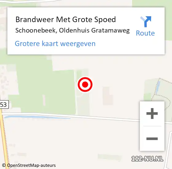 Locatie op kaart van de 112 melding: Brandweer Met Grote Spoed Naar Schoonebeek, Oldenhuis Gratamaweg op 13 januari 2024 22:31