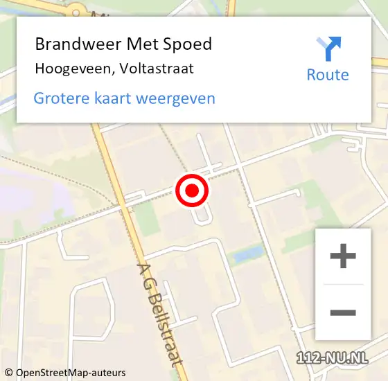Locatie op kaart van de 112 melding: Brandweer Met Spoed Naar Hoogeveen, Voltastraat op 13 januari 2024 22:58