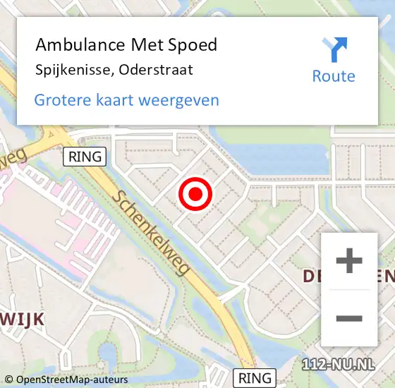 Locatie op kaart van de 112 melding: Ambulance Met Spoed Naar Spijkenisse, Oderstraat op 13 januari 2024 23:30