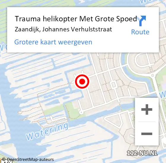 Locatie op kaart van de 112 melding: Trauma helikopter Met Grote Spoed Naar Zaandijk, Johannes Verhulststraat op 13 januari 2024 23:36