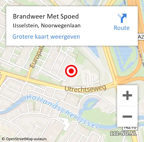 Locatie op kaart van de 112 melding: Brandweer Met Spoed Naar IJsselstein, Noorwegenlaan op 14 januari 2024 00:01