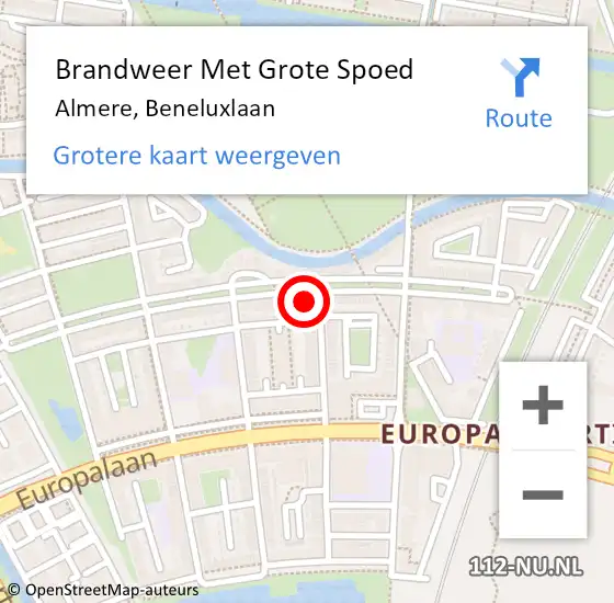 Locatie op kaart van de 112 melding: Brandweer Met Grote Spoed Naar Almere, Beneluxlaan op 14 januari 2024 00:50