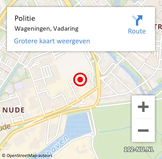Locatie op kaart van de 112 melding: Politie Wageningen, Vadaring op 14 januari 2024 00:51